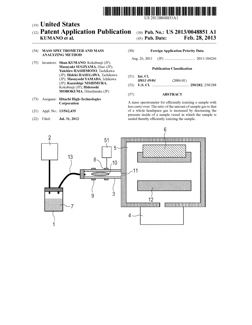 MASS SPECTROMETER AND MASS ANALYZING METHOD - diagram, schematic, and image 01