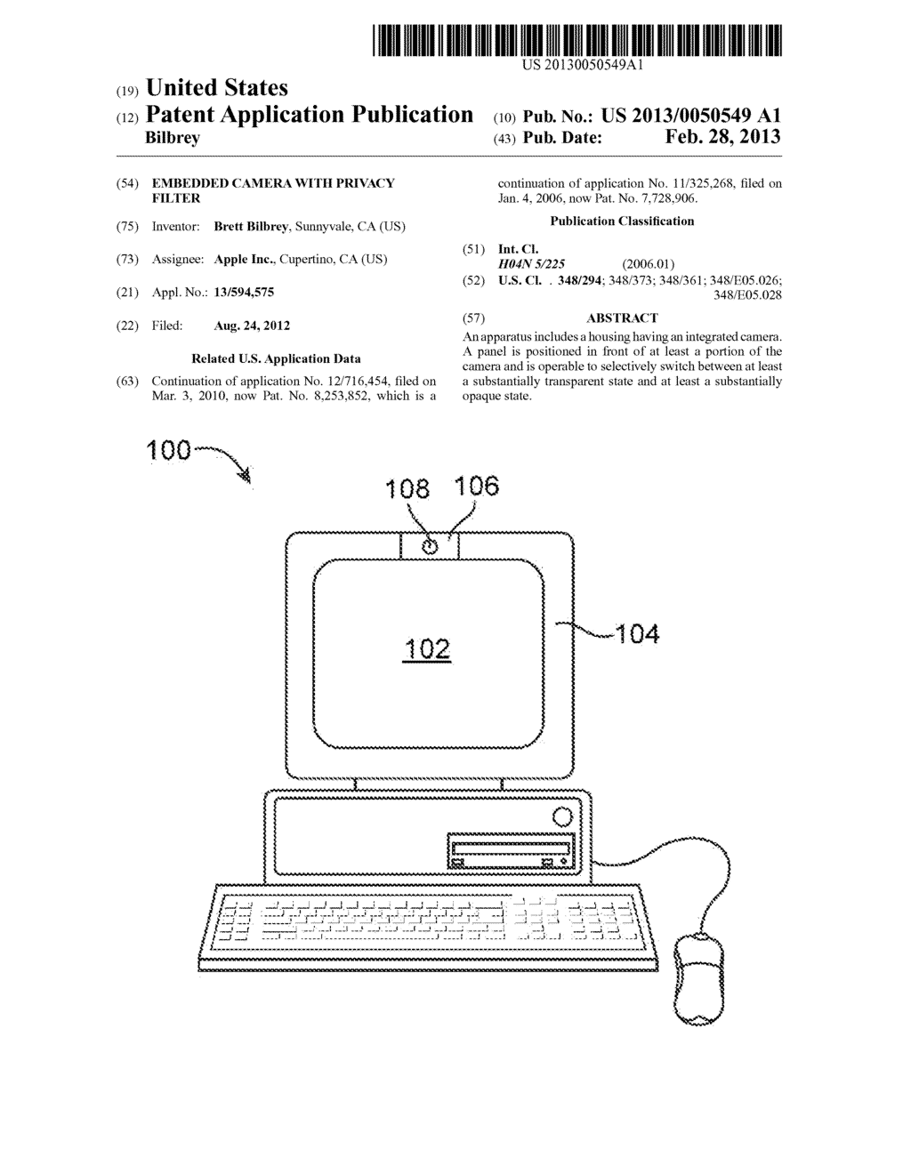 EMBEDDED CAMERA WITH PRIVACY FILTER - diagram, schematic, and image 01