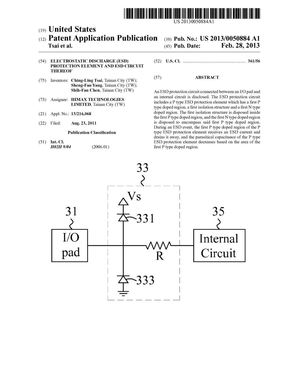 ELECTROSTATIC DISCHARGE (ESD) PROTECTION ELEMENT AND ESD CIRCUIT THEREOF - diagram, schematic, and image 01