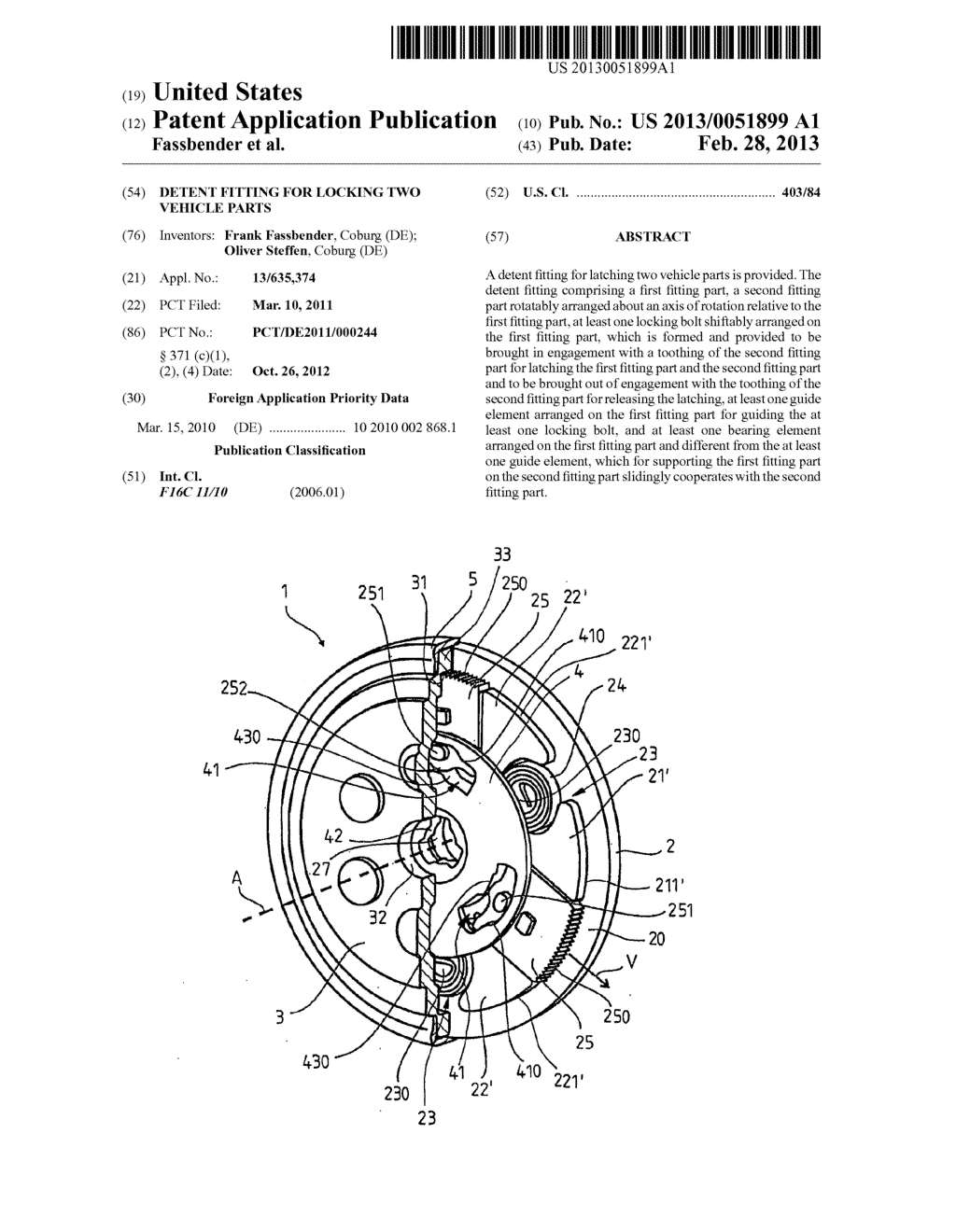 DETENT FITTING FOR LOCKING TWO VEHICLE PARTS - diagram, schematic, and image 01