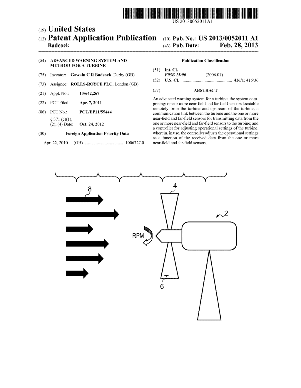ADVANCED WARNING SYSTEM AND METHOD FOR A TURBINE - diagram, schematic, and image 01