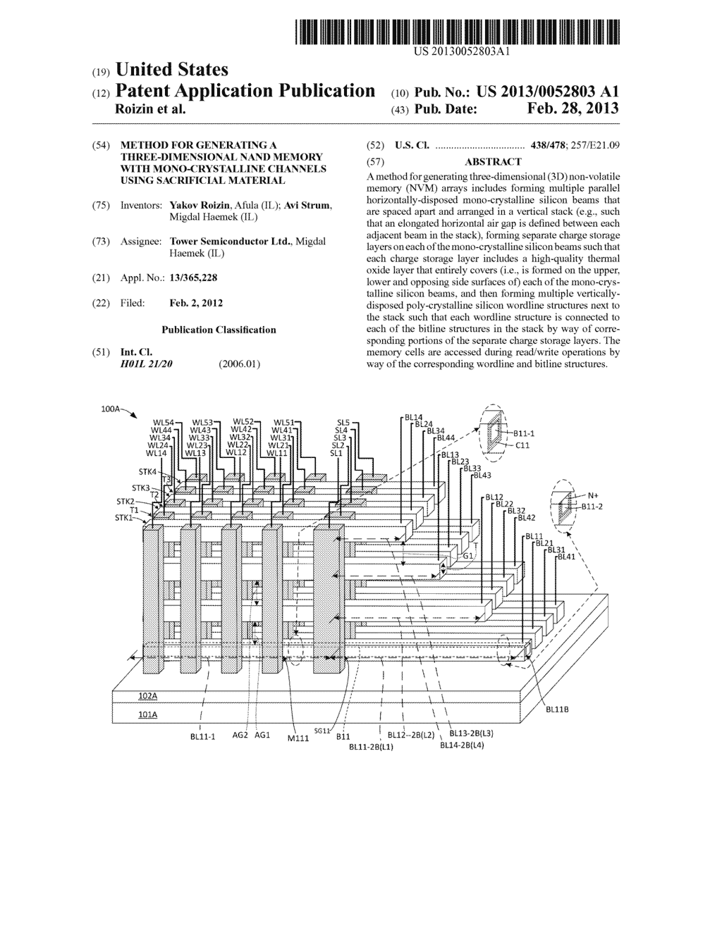 Method For Generating A Three-Dimensional NAND Memory With     Mono-Crystalline Channels Using Sacrificial Material - diagram, schematic, and image 01