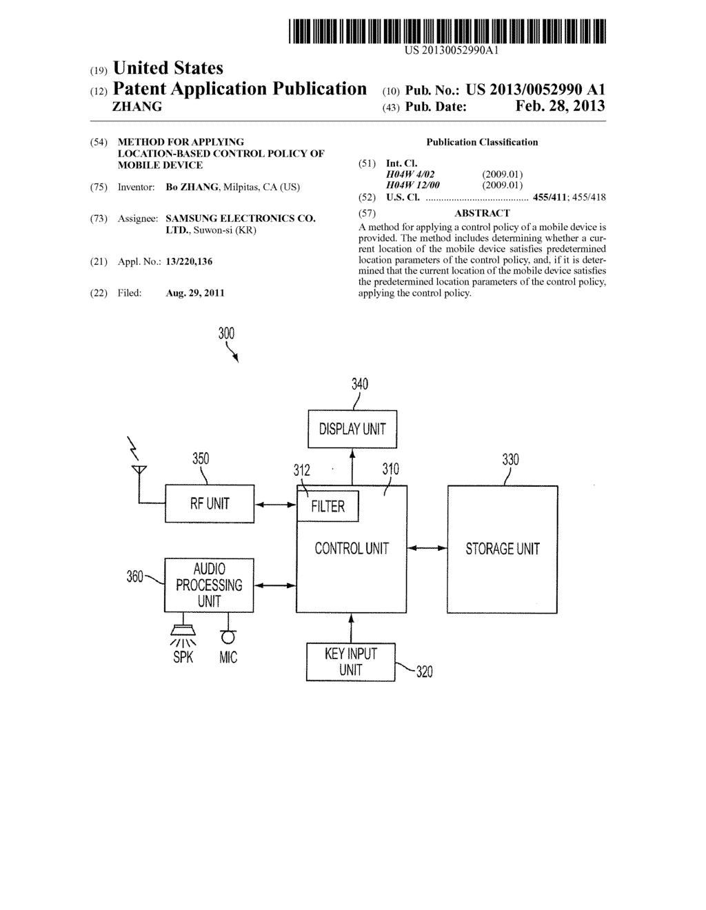 METHOD FOR APPLYING LOCATION-BASED CONTROL POLICY OF MOBILE DEVICE - diagram, schematic, and image 01