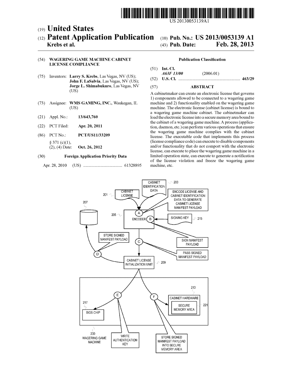 WAGERING GAME MACHINE CABINET LICENSE COMPLIANCE - diagram, schematic, and image 01