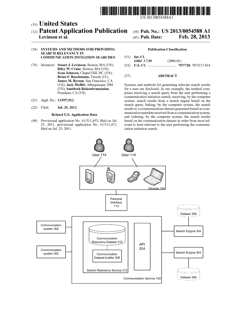 SYSTEMS AND METHODS FOR PROVIDING SEARCH RELEVANCY IN COMMUNICATION     INITIATION SEARCHES - diagram, schematic, and image 01