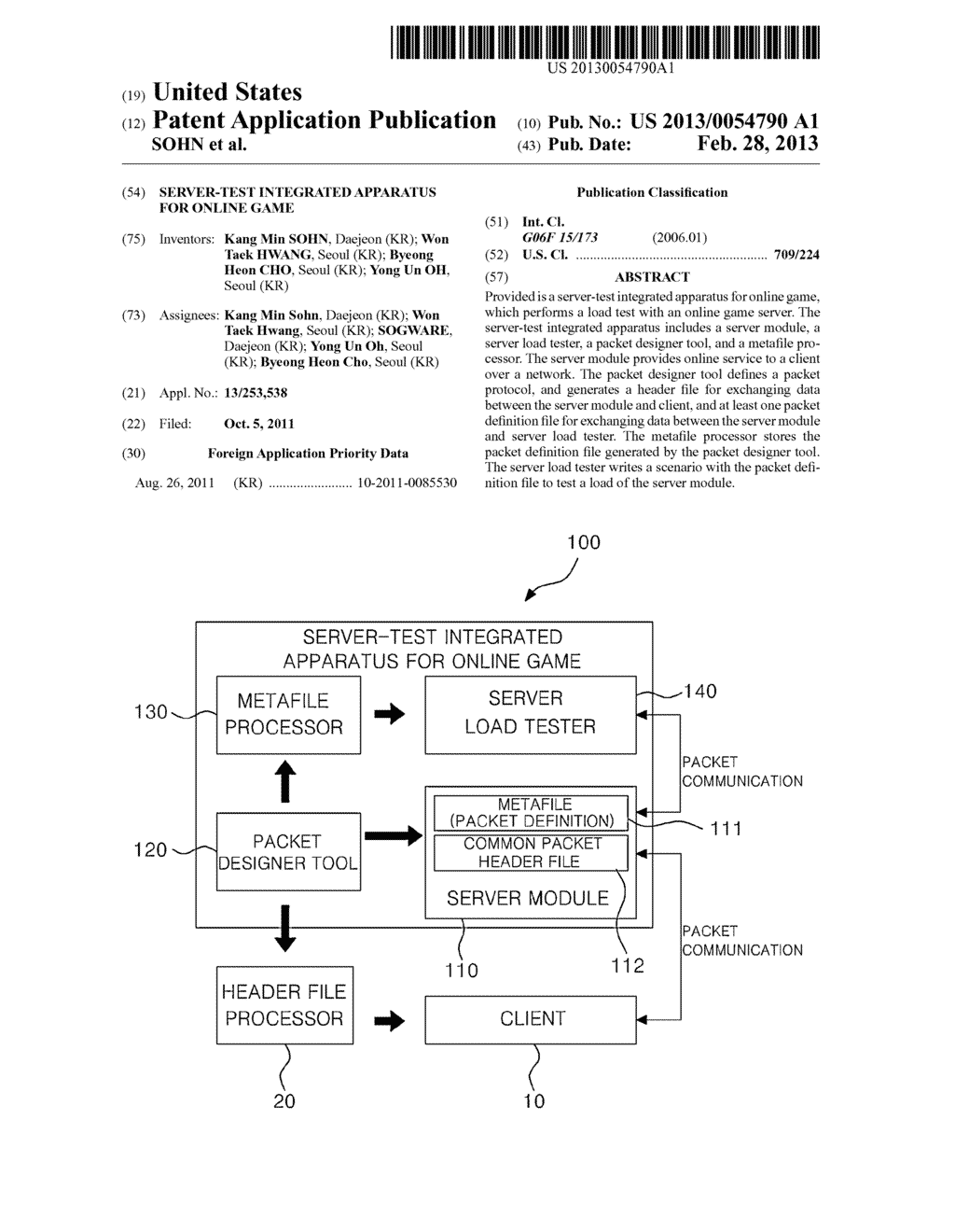 SERVER-TEST INTEGRATED APPARATUS FOR ONLINE GAME - diagram, schematic, and image 01