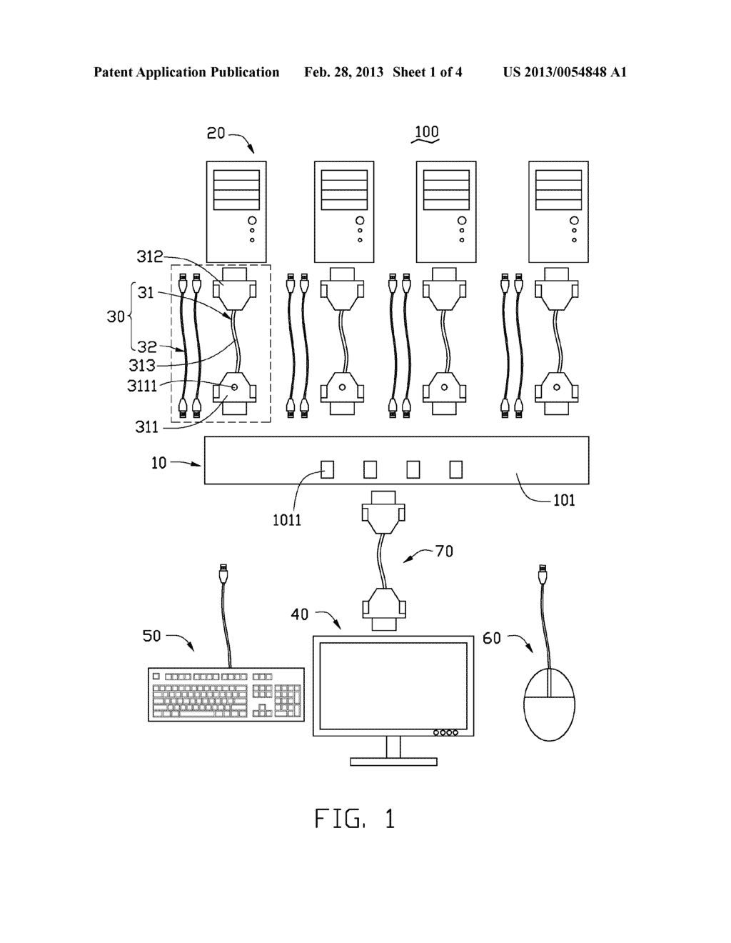 VIDEO GRAPHIC ARRAY CABLE WITH INDICATOR AND KEYBOARD, VIDEO, MOUSE SWITCH     SYSTEM - diagram, schematic, and image 02