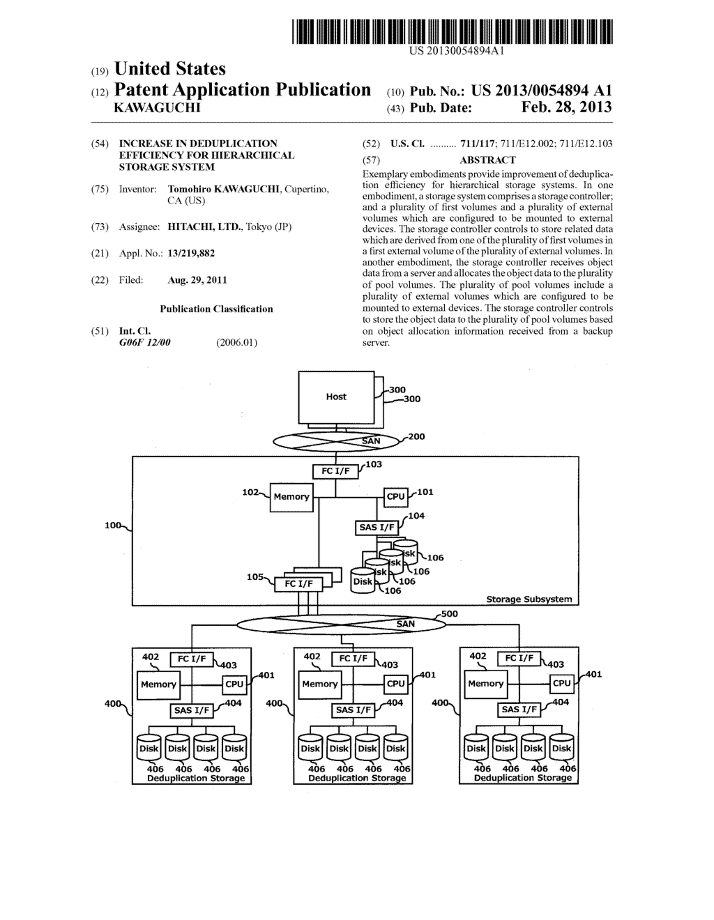 INCREASE IN DEDUPLICATION EFFICIENCY FOR HIERARCHICAL STORAGE SYSTEM - diagram, schematic, and image 01