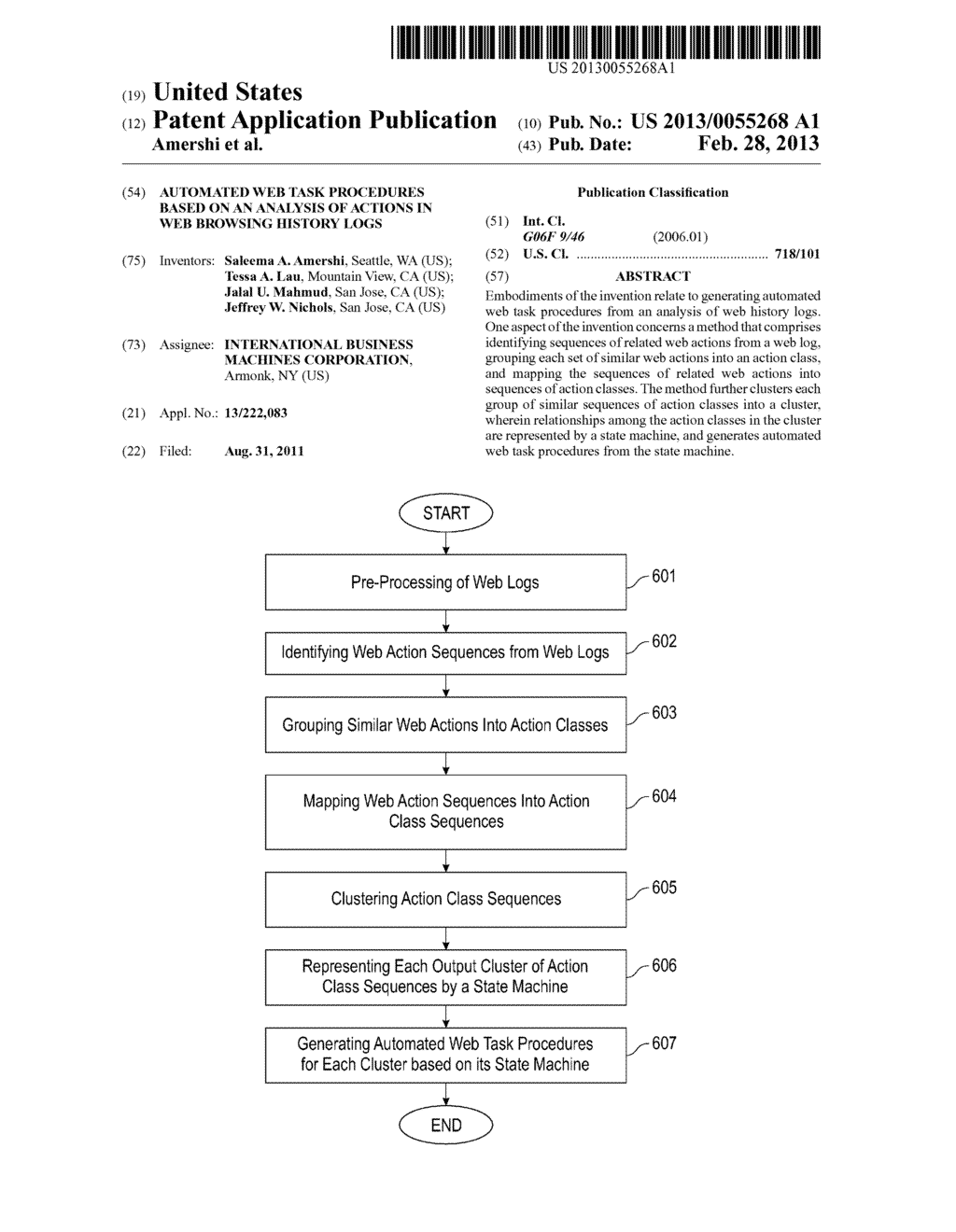 AUTOMATED WEB TASK PROCEDURES BASED ON AN ANALYSIS OF ACTIONS IN WEB     BROWSING HISTORY LOGS - diagram, schematic, and image 01