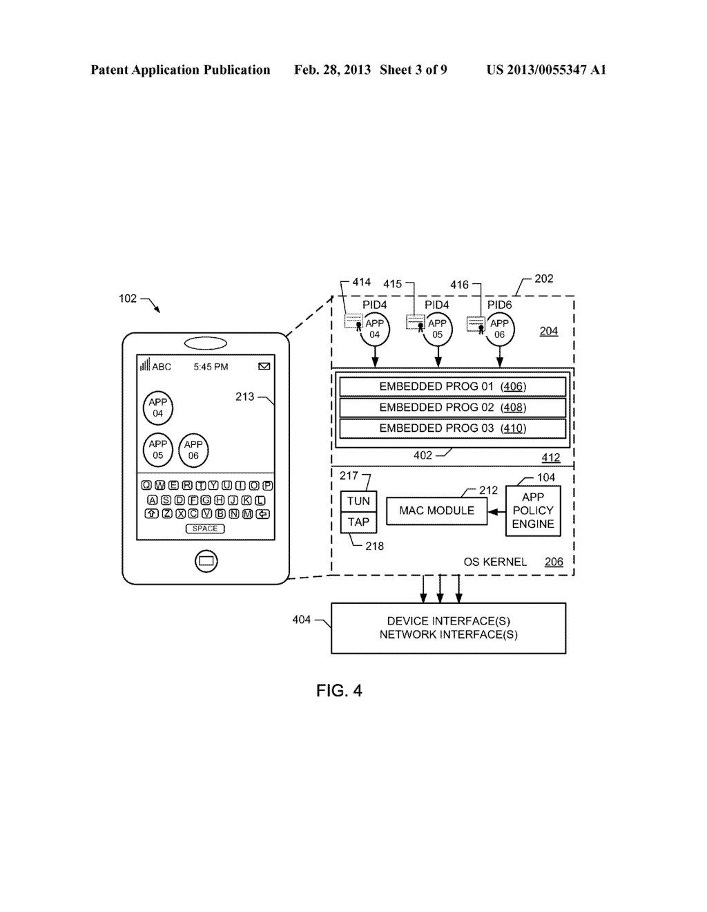 HARDWARE INTERFACE ACCESS CONTROL FOR MOBILE APPLICATIONS - diagram, schematic, and image 04