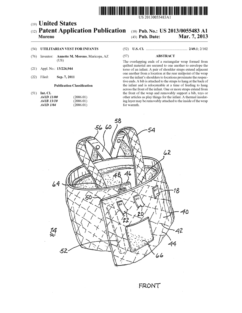 UTILITARIAN VEST FOR INFANTS - diagram, schematic, and image 01