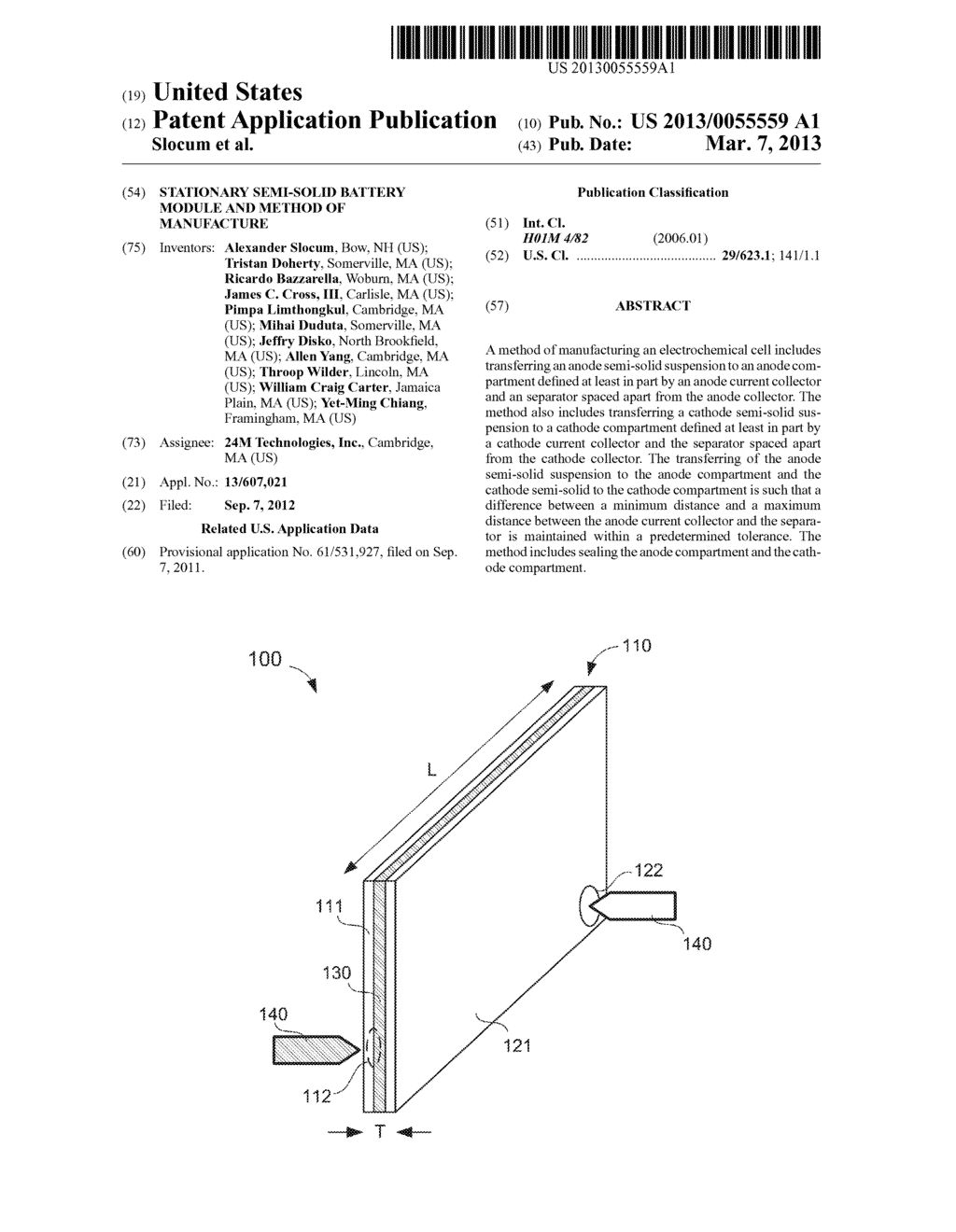 STATIONARY SEMI-SOLID BATTERY MODULE AND METHOD OF MANUFACTURE - diagram, schematic, and image 01