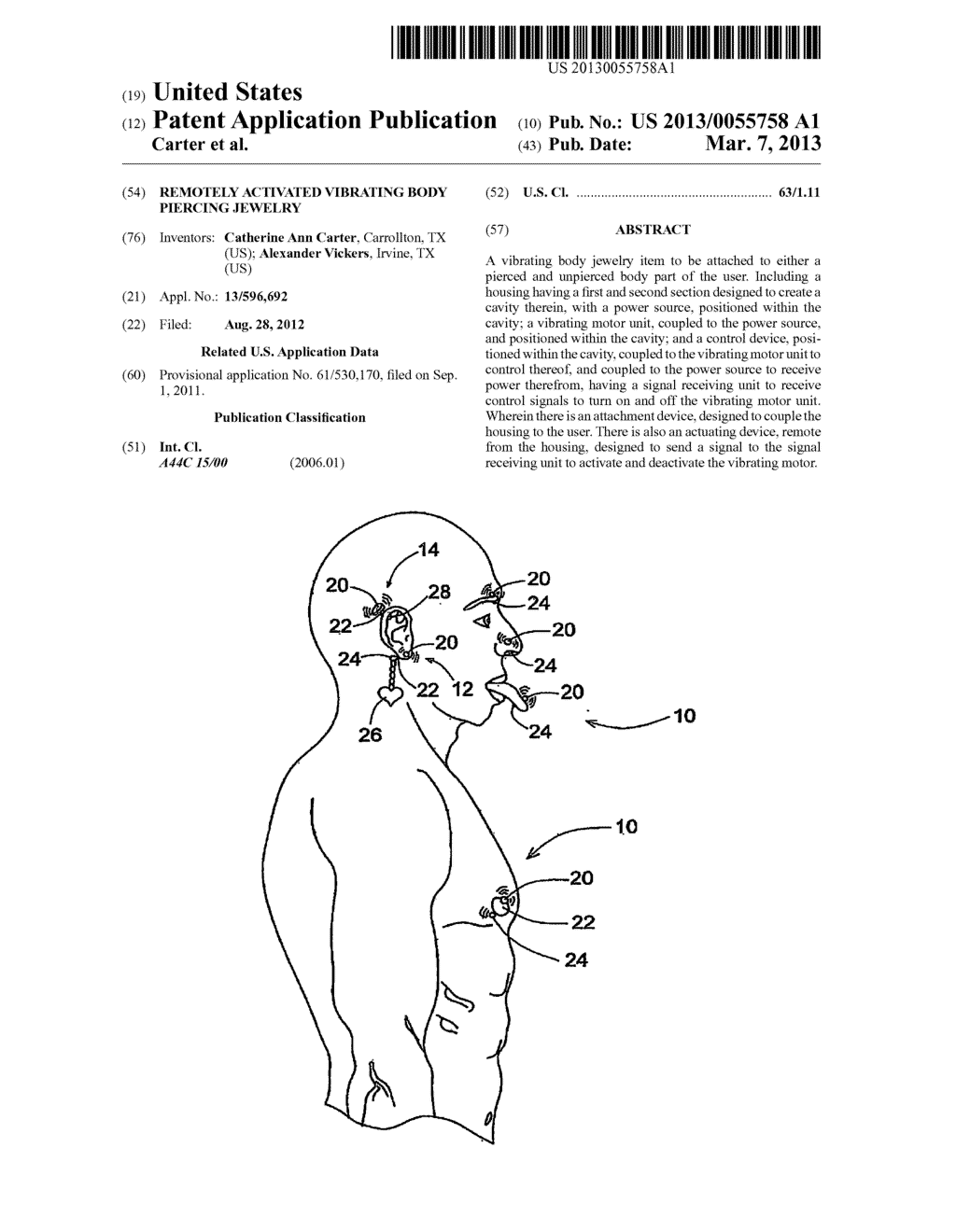 REMOTELY ACTIVATED VIBRATING BODY PIERCING JEWELRY - diagram, schematic, and image 01