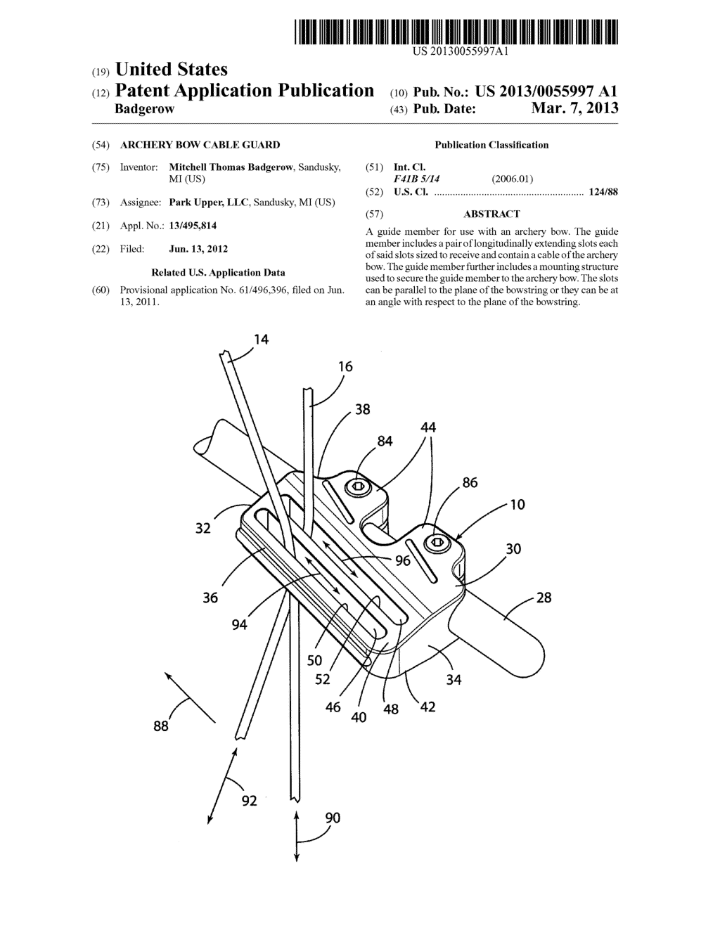 Archery Bow Cable Guard - diagram, schematic, and image 01