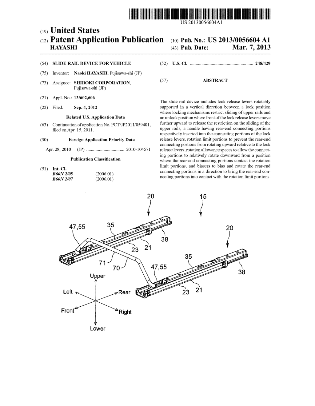 SLIDE RAIL DEVICE FOR VEHICLE - diagram, schematic, and image 01