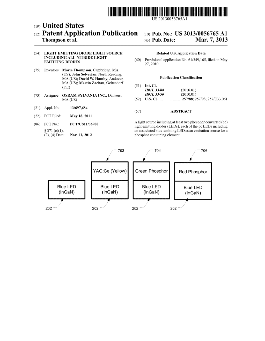 LIGHT EMITTING DIODE LIGHT SOURCE INCLUDING ALL NITRIDE LIGHT EMITTING     DIODES - diagram, schematic, and image 01