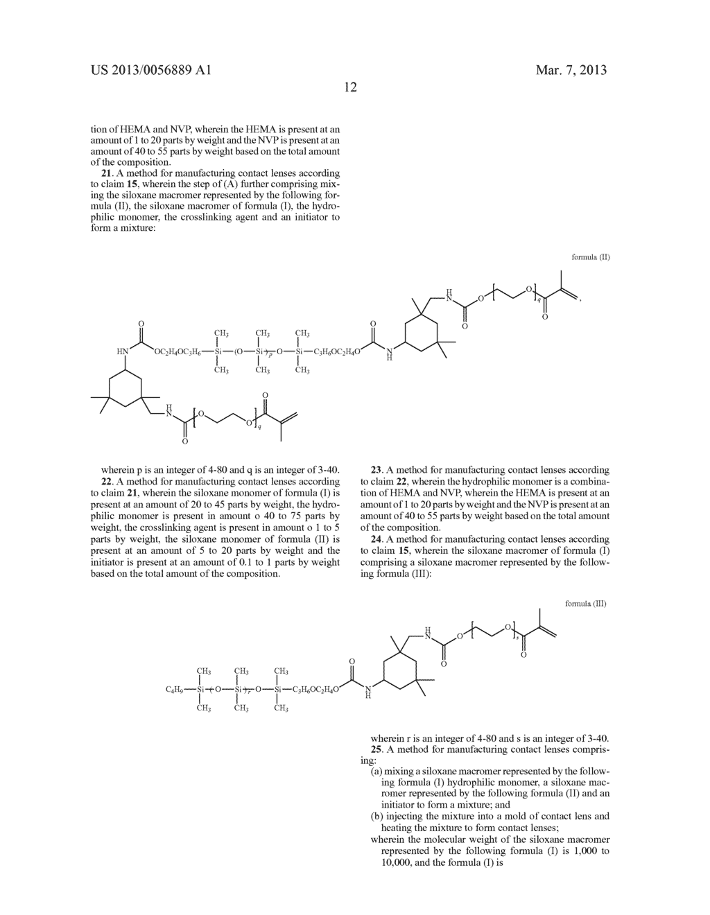 COMPOSITION FOR MANUFACTURING CONTACT LENSES AND METHOD FOR MANUFACTURING     CONTACT LENSES BY USING THE SAME - diagram, schematic, and image 13