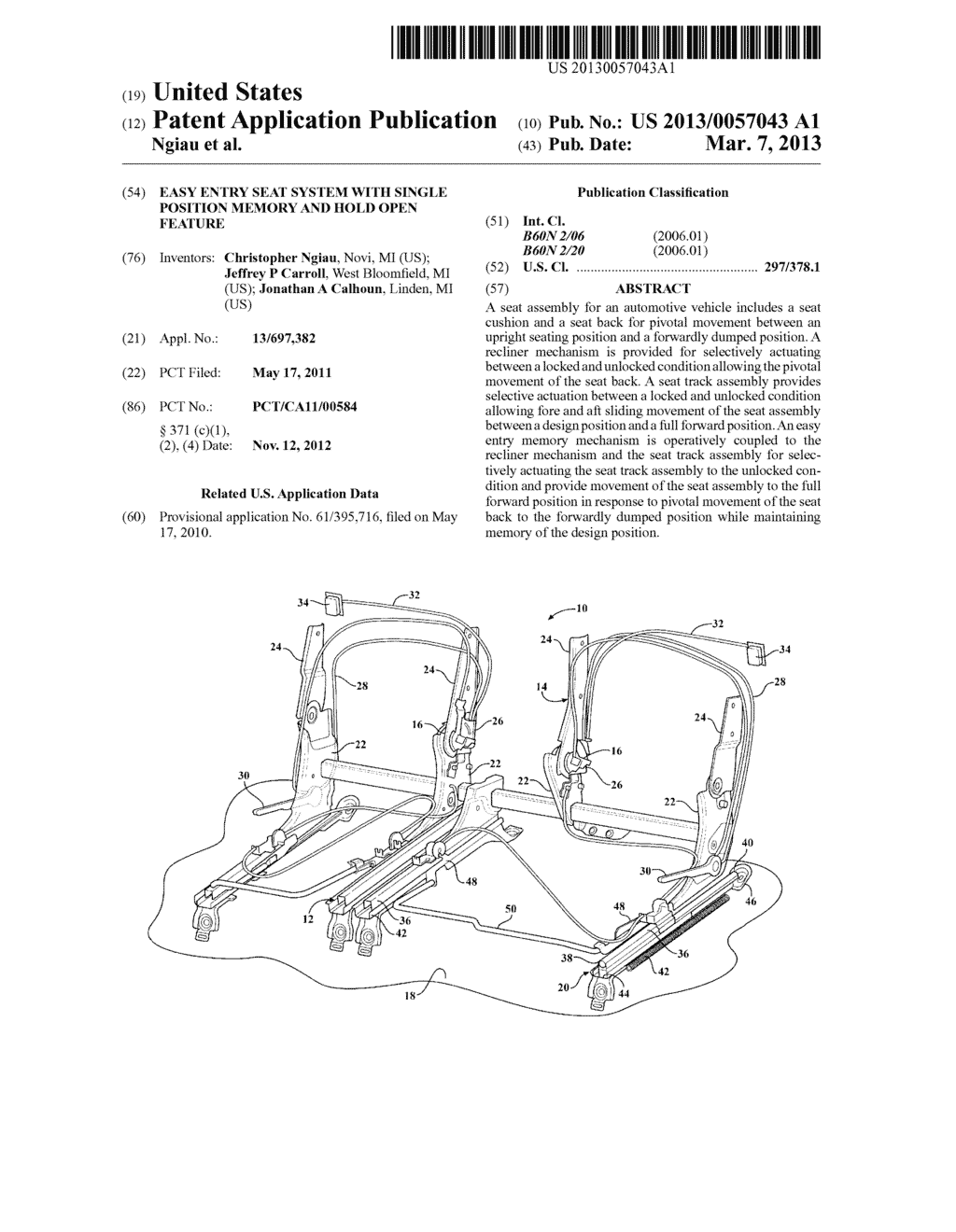 Easy Entry Seat System With Single Position Memory And Hold Open Feature - diagram, schematic, and image 01