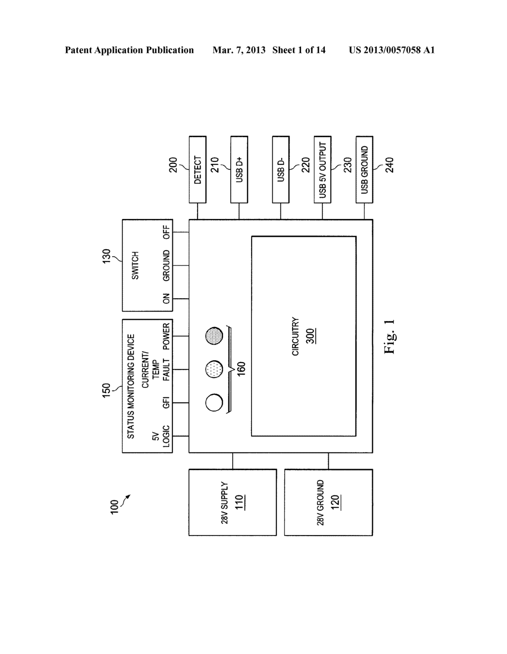 Method and Apparatus for Supplying Power to a Portable Electronic Device     in an Aircraft - diagram, schematic, and image 02