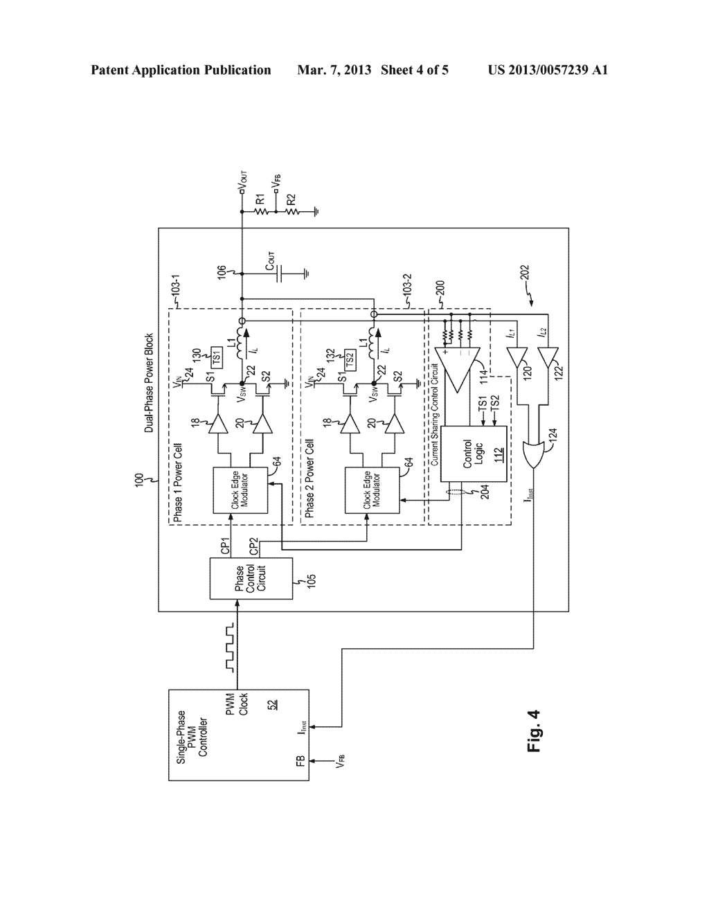 Multi-Phase Power Block For a Switching Regulator for use with a     Single-Phase PWM Controller - diagram, schematic, and image 05