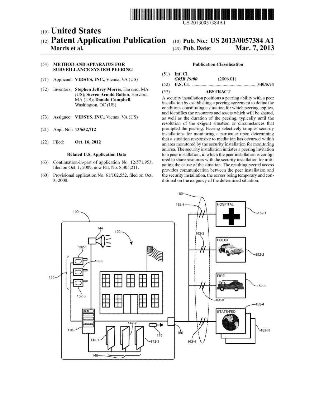 METHOD AND APPARATUS FOR SURVEILLANCE SYSTEM PEERING - diagram, schematic, and image 01