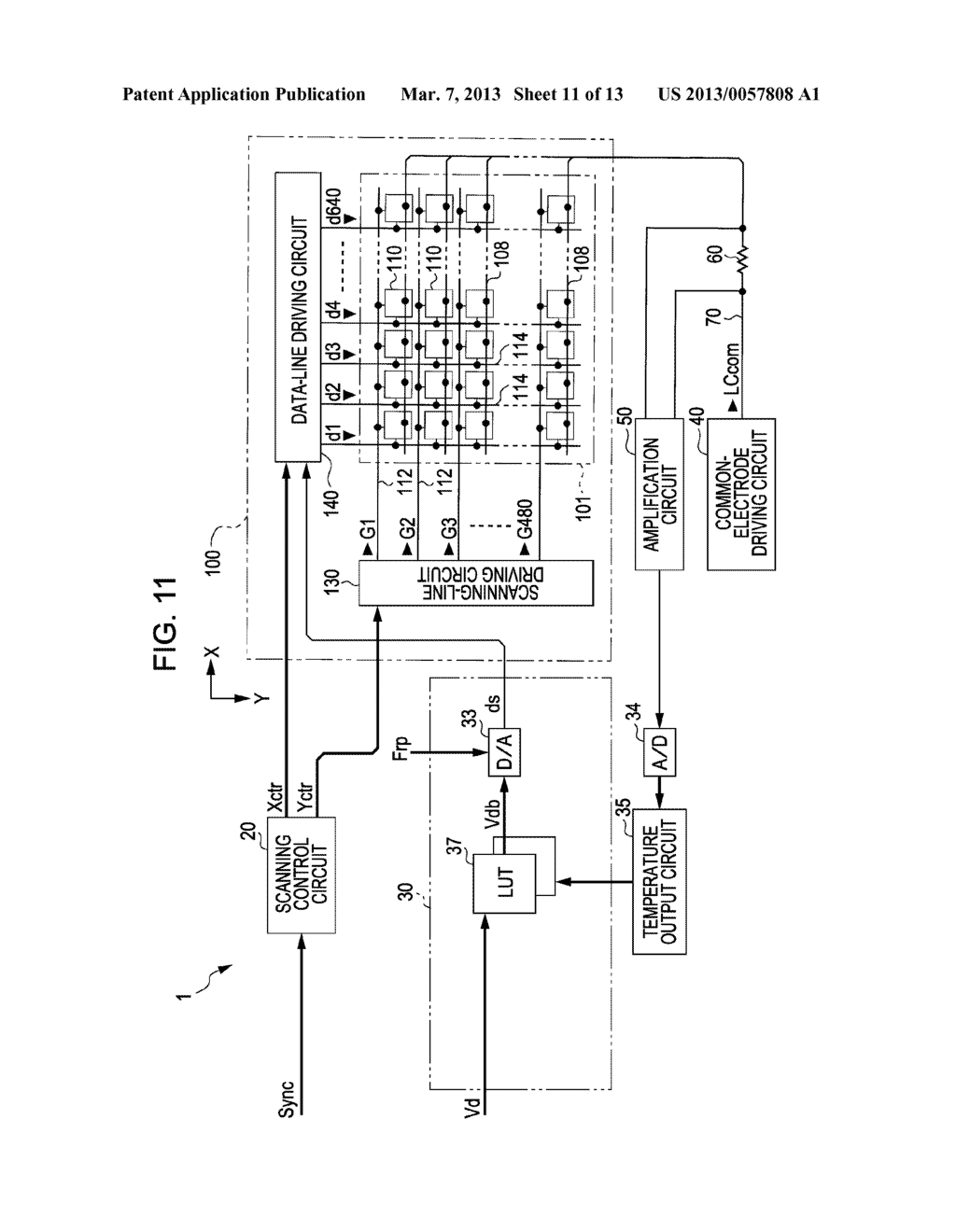 LIQUID CRYSTAL DEVICE, TEMPERATURE DETECTION METHOD, AND ELECTRONIC     APPARATUS - diagram, schematic, and image 12