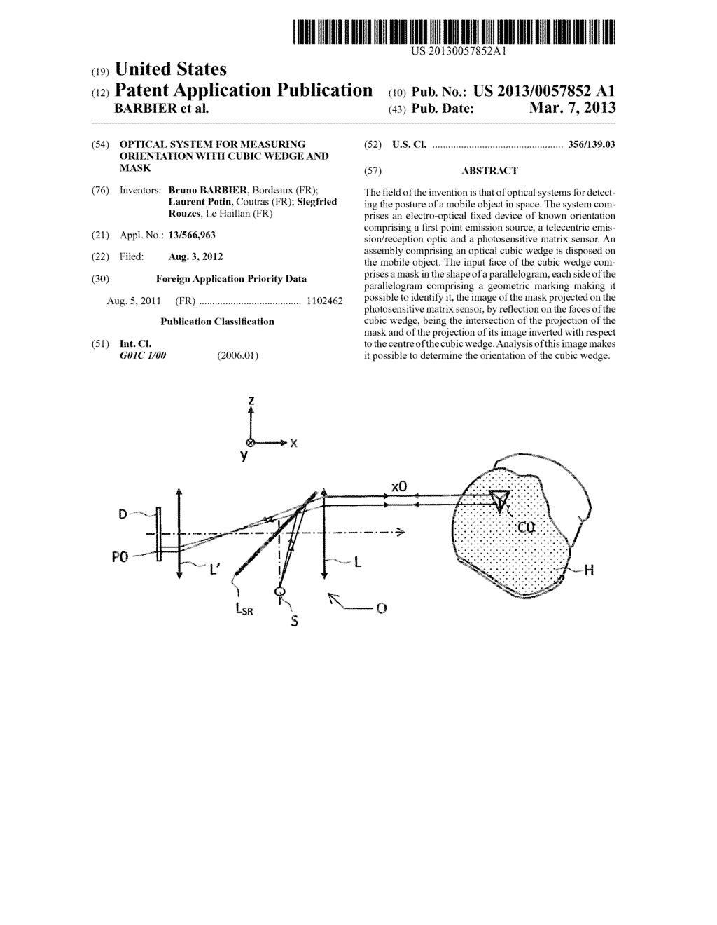 OPTICAL SYSTEM FOR MEASURING ORIENTATION WITH CUBIC WEDGE AND MASK - diagram, schematic, and image 01