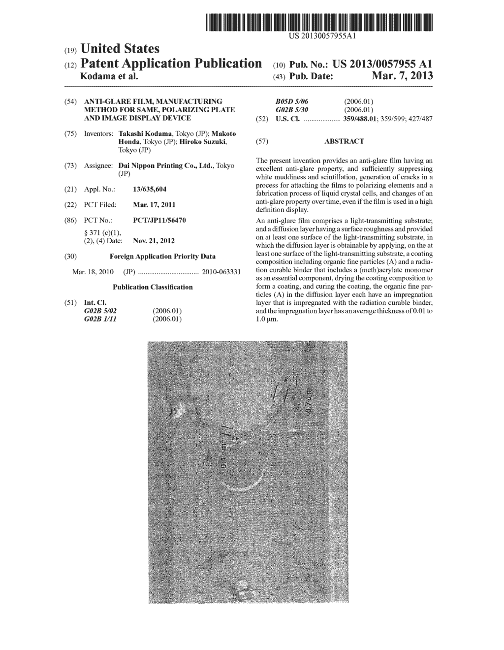 ANTI-GLARE FILM, MANUFACTURING METHOD FOR SAME, POLARIZING PLATE AND IMAGE     DISPLAY DEVICE - diagram, schematic, and image 01