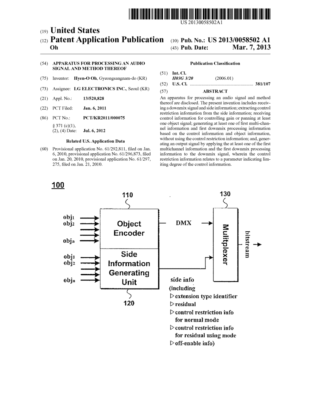 APPARATUS FOR PROCESSING AN AUDIO SIGNAL AND METHOD THEREOF - diagram, schematic, and image 01