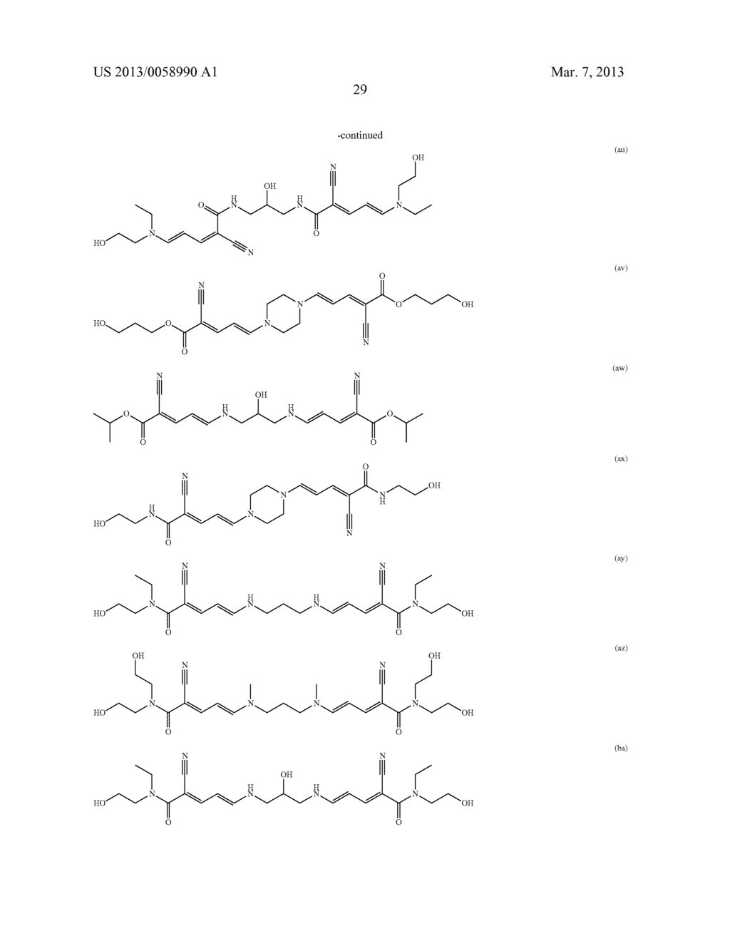 COMPOSITION CONTAINING A DIBENZOYLMETHANE SCREENING AGENT AND A     HYDROPHILIC OR WATER-SOLUBLE MEROCYANIN UV-SCREENING AGENT; PROCESS FOR     PHOTOSTABILIZING THE DIBENZOYLMETHANE SCREENING AGENT - diagram, schematic, and image 30