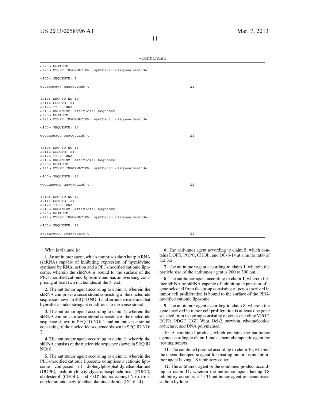 LIPOSOME CONTAINING shRNA MOLECULE TARGETING A THYMIDYLATE SYNTHASE AND     USE THEREOF - diagram, schematic, and image 20