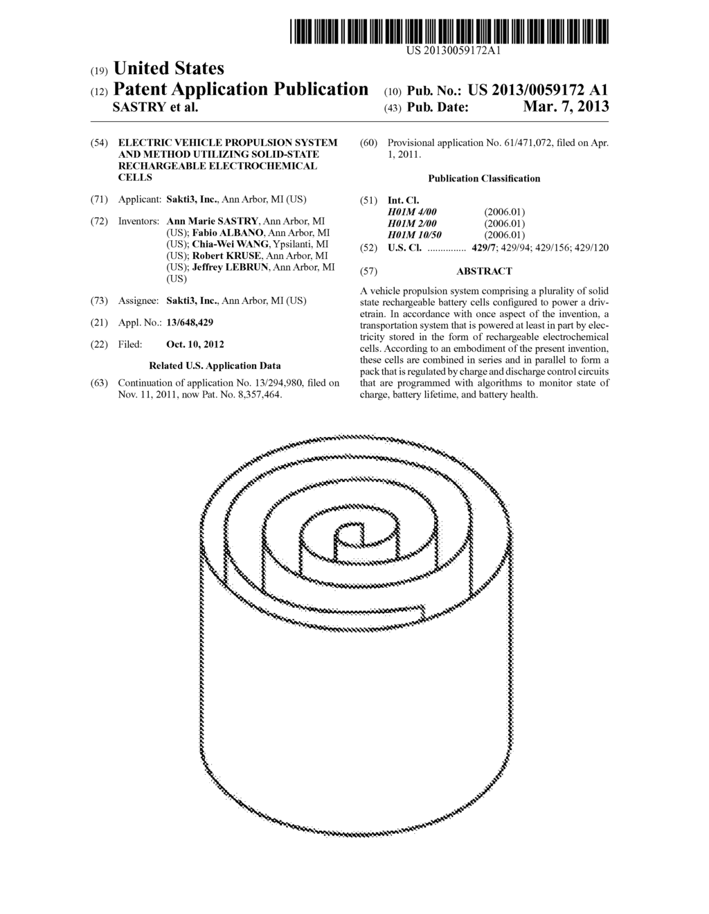 ELECTRIC VEHICLE PROPULSION SYSTEM AND METHOD UTILIZING SOLID-STATE     RECHARGEABLE ELECTROCHEMICAL CELLS - diagram, schematic, and image 01