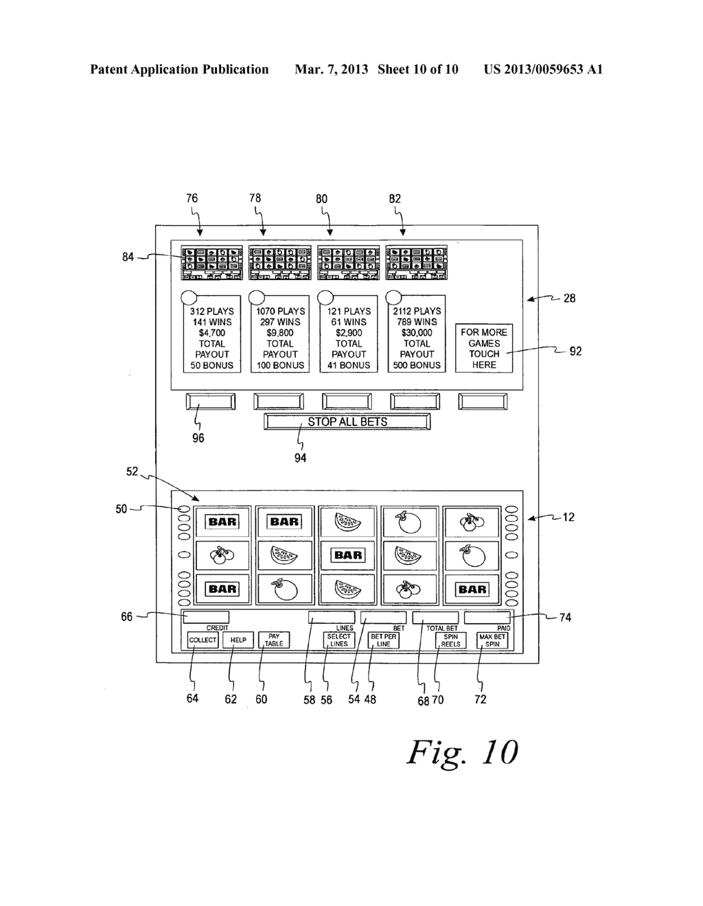 GAMING DEVICE FOR WAGERING ON MULTIPLE GAME OUTCOMES - diagram, schematic, and image 11