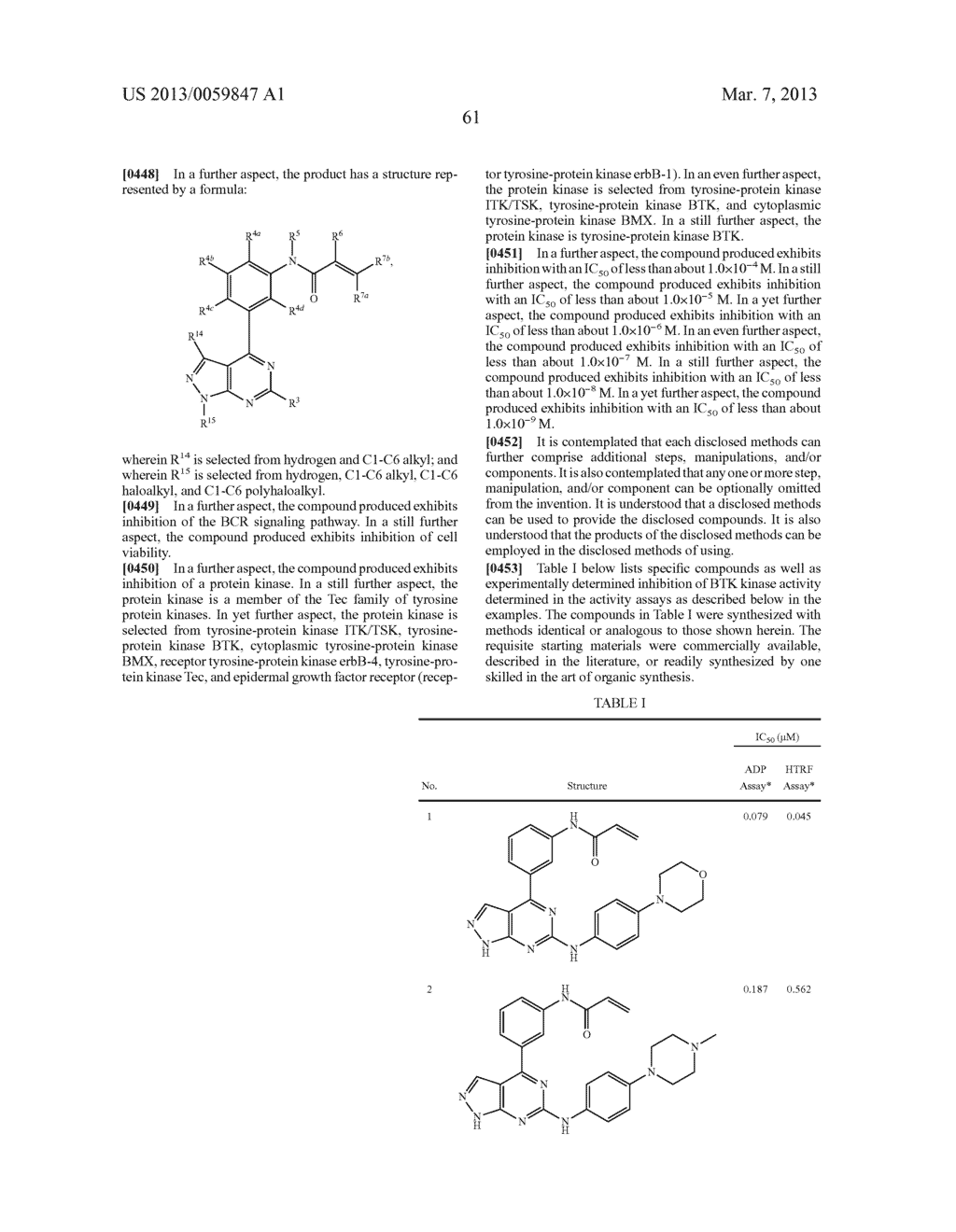 SUBSTITUTED N-(3-(PYRIMIDIN-4-YL)PHENYL)ACRYLAMIDE ANALOGS AS TYROSINE     RECEPTOR KINASE BTK INHIBITORS - diagram, schematic, and image 77