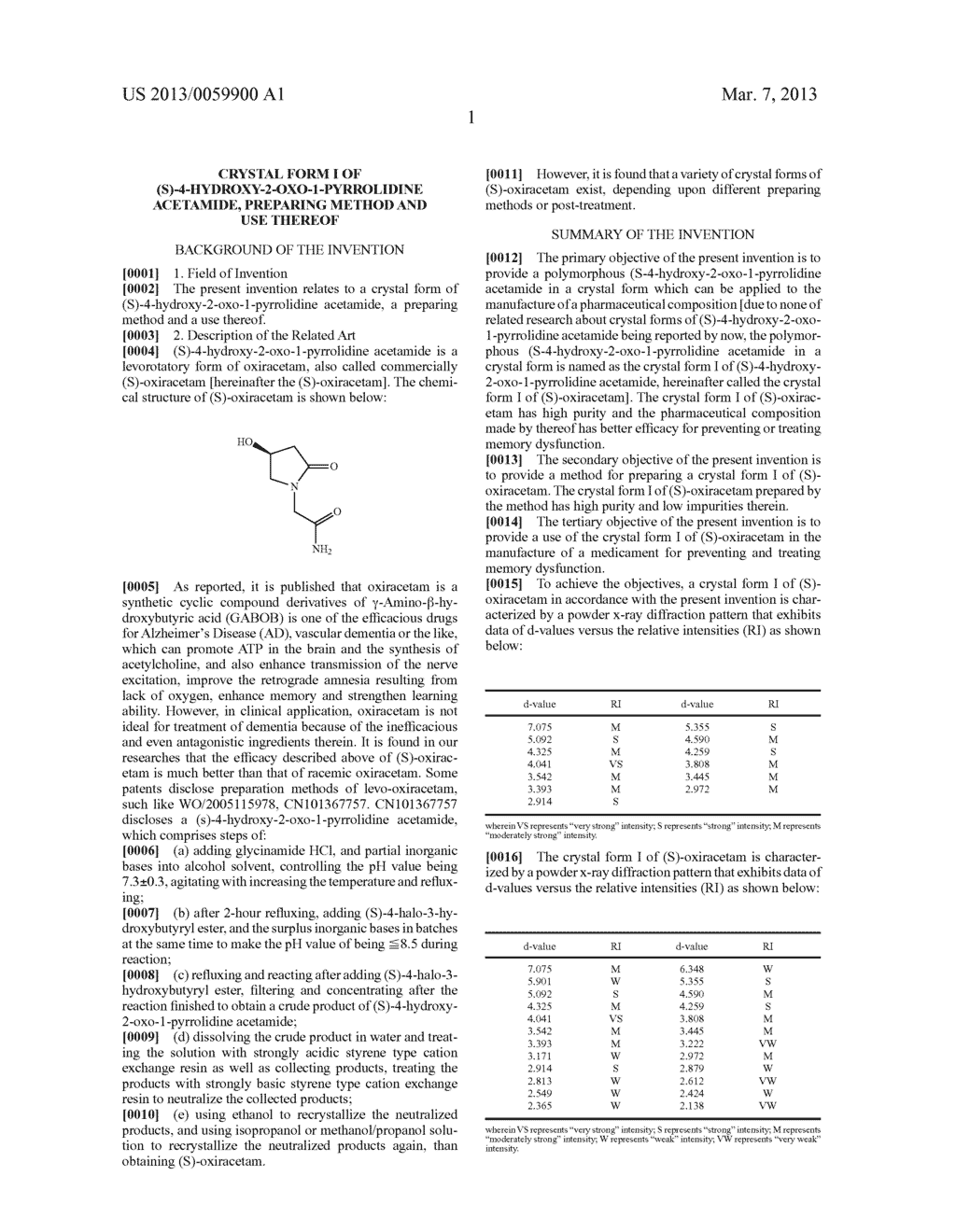 CRYSTAL FORM I OF (S)-4-HYDROXY-2-OXO-1-PYRROLIDINE ACETAMIDE, PREPARING     METHOD AND USE THEREOF - diagram, schematic, and image 05