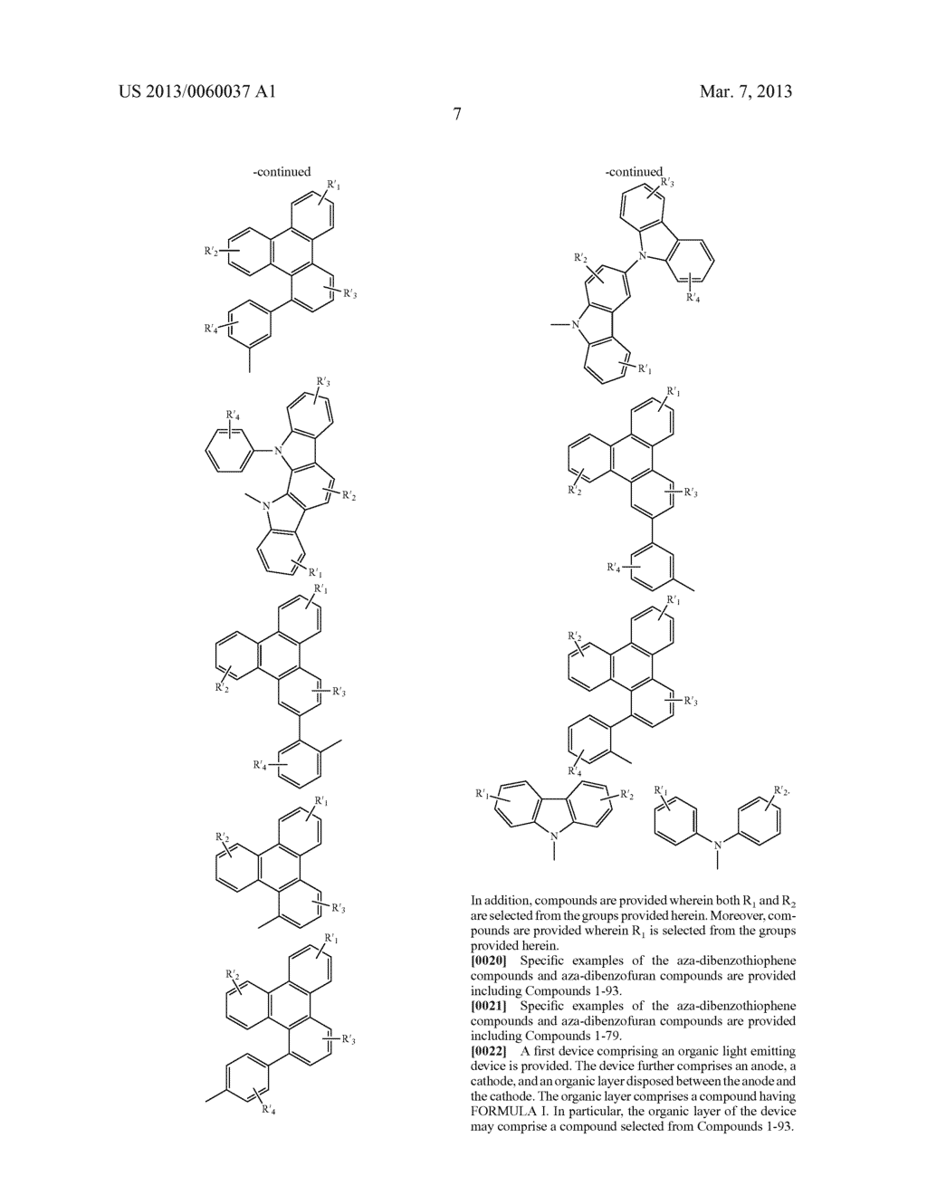 MATERIALS WITH AZA-DIBENZOTHIOPHENE OR AZA-DIBENZOFURAN CORE FOR PHOLED - diagram, schematic, and image 12