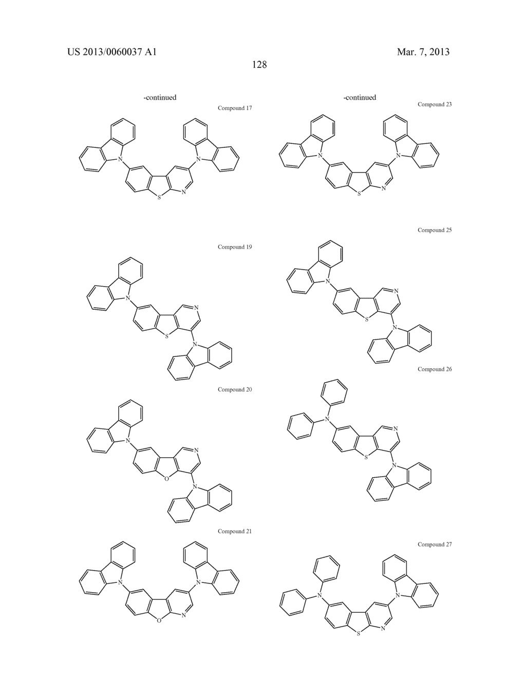 MATERIALS WITH AZA-DIBENZOTHIOPHENE OR AZA-DIBENZOFURAN CORE FOR PHOLED - diagram, schematic, and image 133