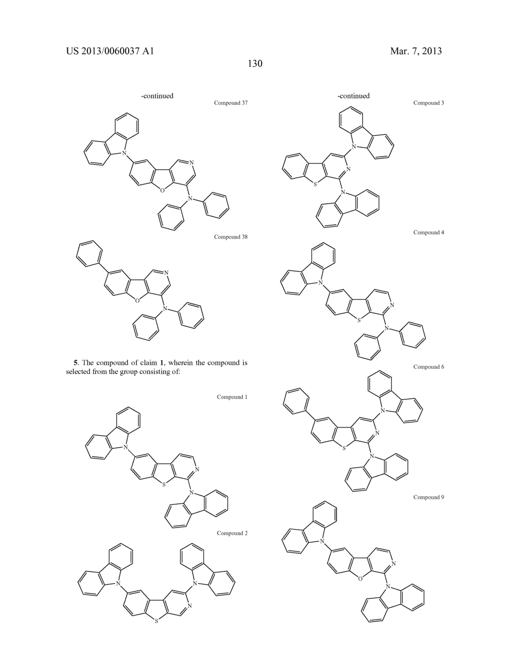 MATERIALS WITH AZA-DIBENZOTHIOPHENE OR AZA-DIBENZOFURAN CORE FOR PHOLED - diagram, schematic, and image 135