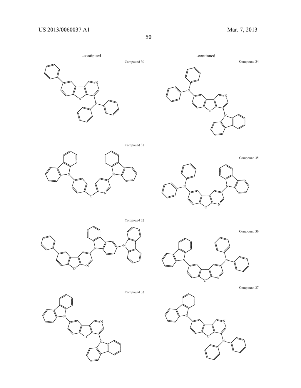 MATERIALS WITH AZA-DIBENZOTHIOPHENE OR AZA-DIBENZOFURAN CORE FOR PHOLED - diagram, schematic, and image 55