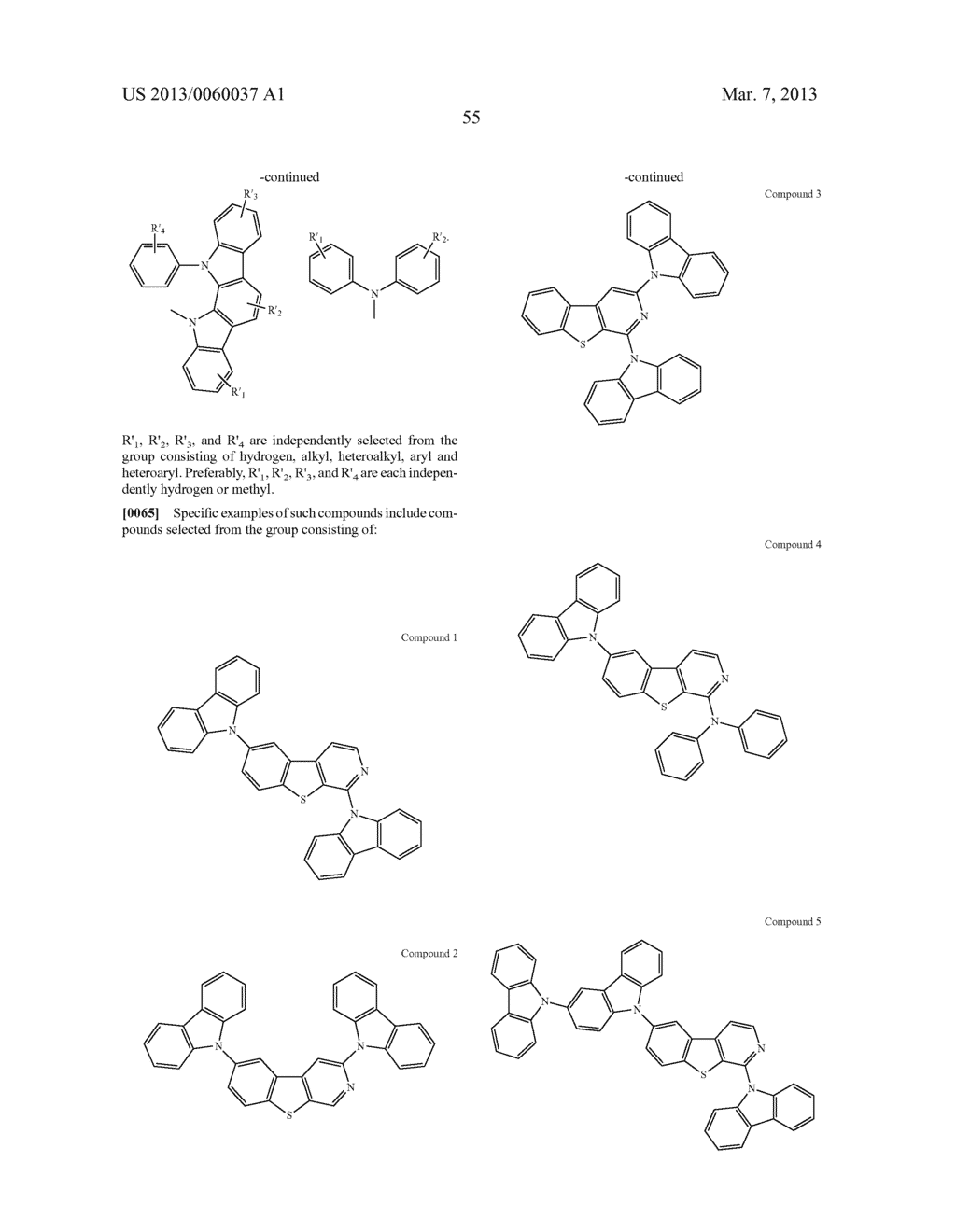 MATERIALS WITH AZA-DIBENZOTHIOPHENE OR AZA-DIBENZOFURAN CORE FOR PHOLED - diagram, schematic, and image 60