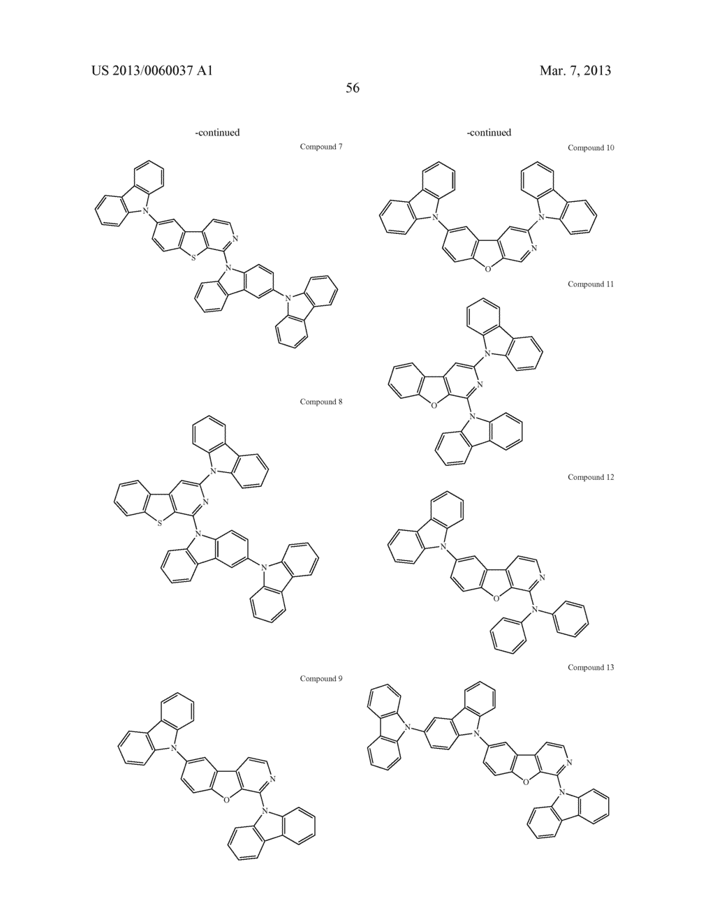 MATERIALS WITH AZA-DIBENZOTHIOPHENE OR AZA-DIBENZOFURAN CORE FOR PHOLED - diagram, schematic, and image 61