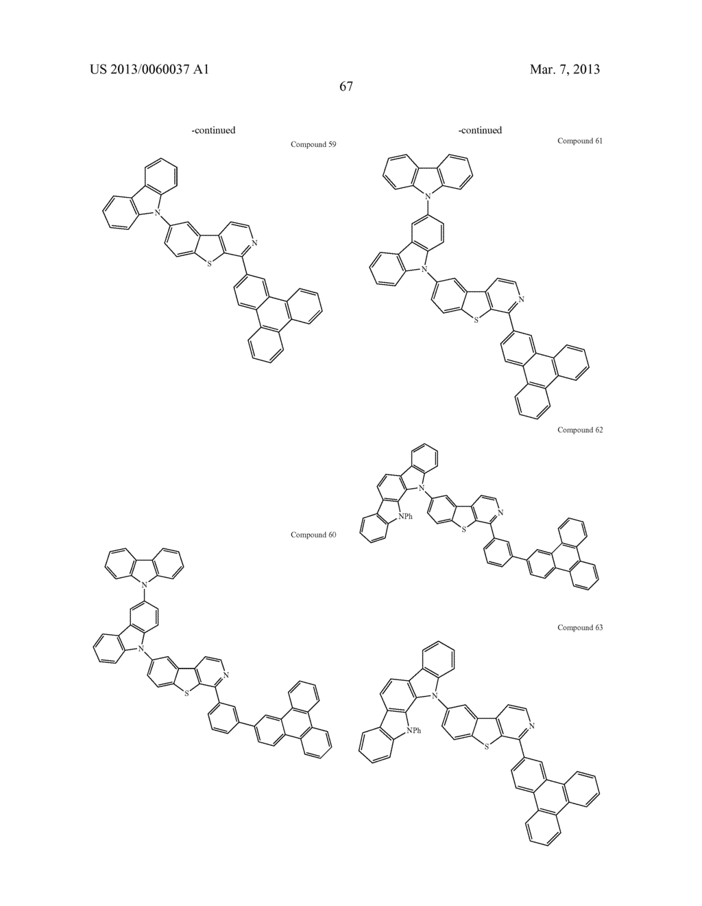 MATERIALS WITH AZA-DIBENZOTHIOPHENE OR AZA-DIBENZOFURAN CORE FOR PHOLED - diagram, schematic, and image 72