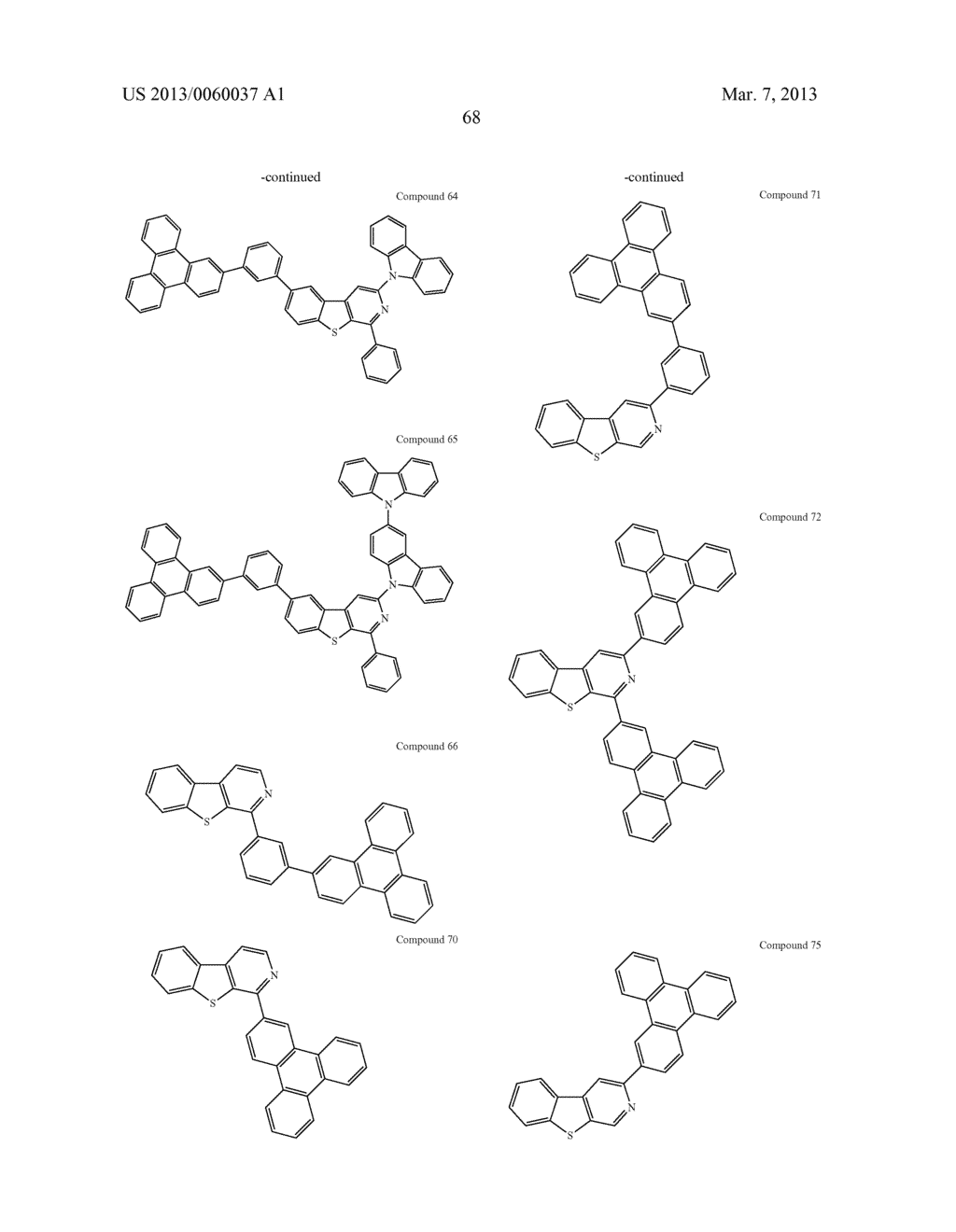 MATERIALS WITH AZA-DIBENZOTHIOPHENE OR AZA-DIBENZOFURAN CORE FOR PHOLED - diagram, schematic, and image 73