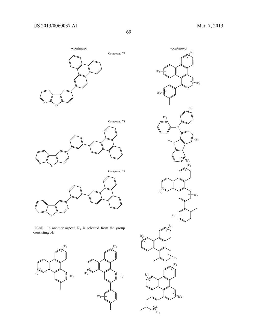 MATERIALS WITH AZA-DIBENZOTHIOPHENE OR AZA-DIBENZOFURAN CORE FOR PHOLED - diagram, schematic, and image 74
