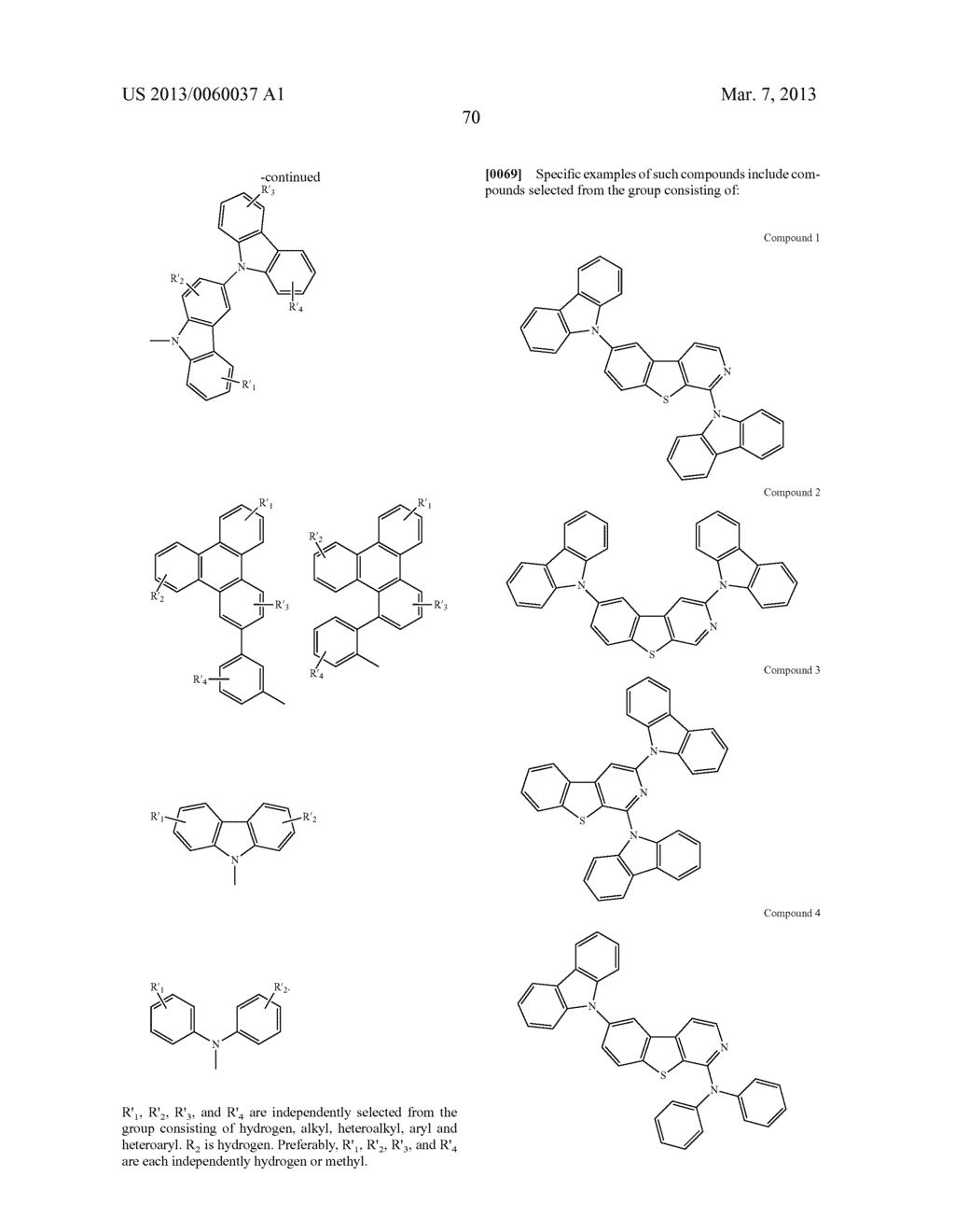 MATERIALS WITH AZA-DIBENZOTHIOPHENE OR AZA-DIBENZOFURAN CORE FOR PHOLED - diagram, schematic, and image 75