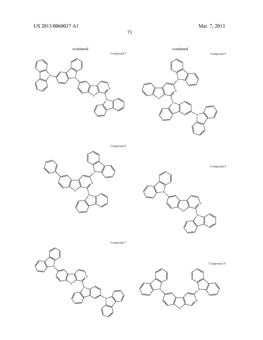 MATERIALS WITH AZA-DIBENZOTHIOPHENE OR AZA-DIBENZOFURAN CORE FOR PHOLED - diagram, schematic, and image 76