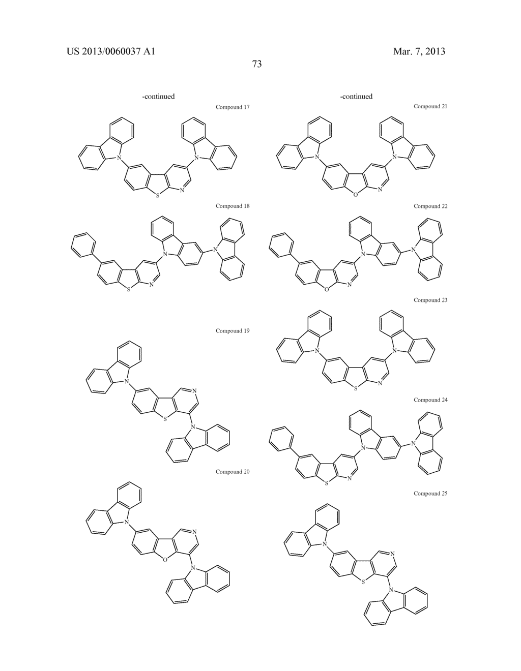 MATERIALS WITH AZA-DIBENZOTHIOPHENE OR AZA-DIBENZOFURAN CORE FOR PHOLED - diagram, schematic, and image 78