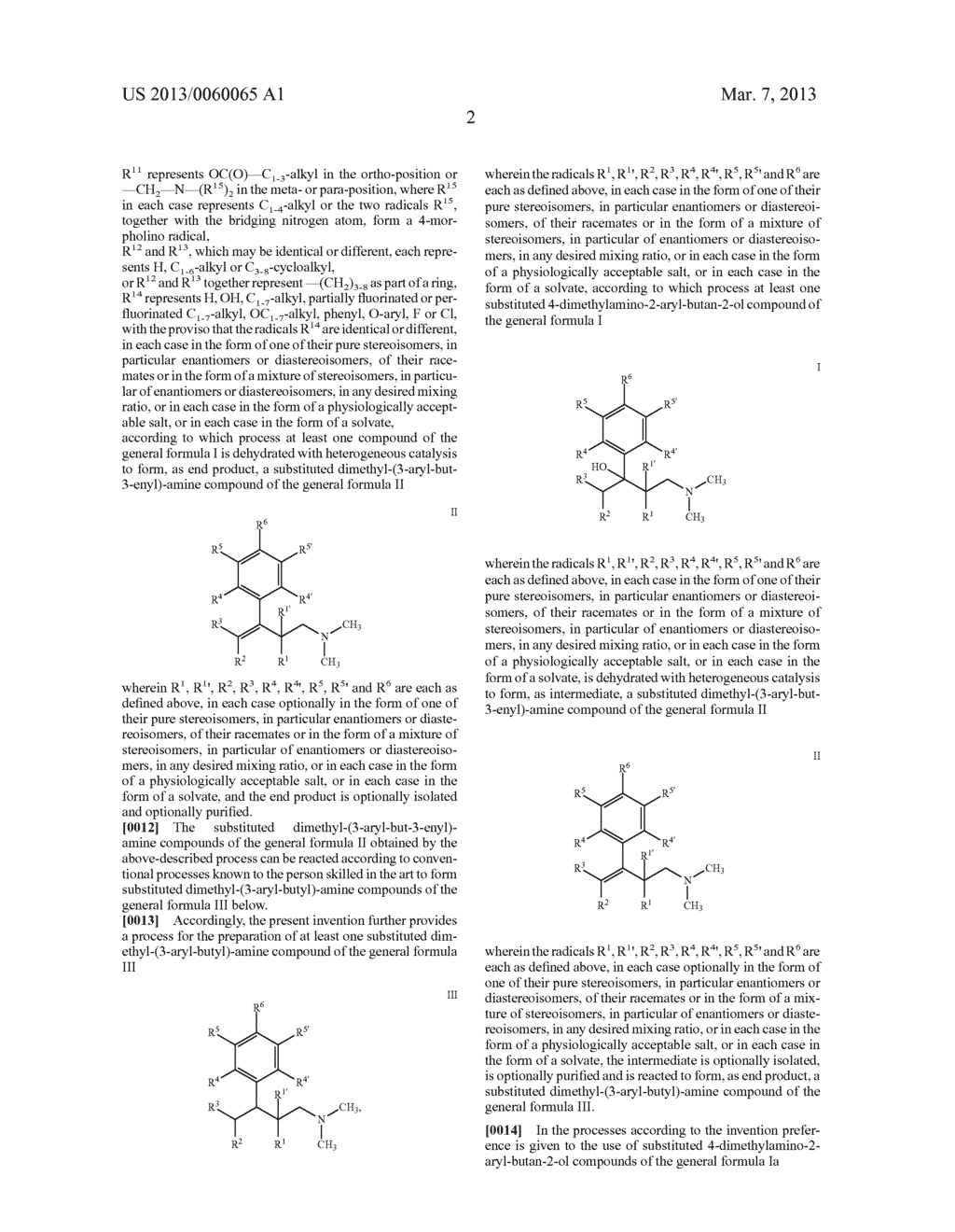 Process for the Dehydration of Substituted     4-Dimethylamino-2-aryl-butan-2-ol Compounds and Process for the     Preparation of Substituted Dimethyl-(3-aryl-butyl)- Amine Compounds by     Heterogeneous Catalysis - diagram, schematic, and image 03