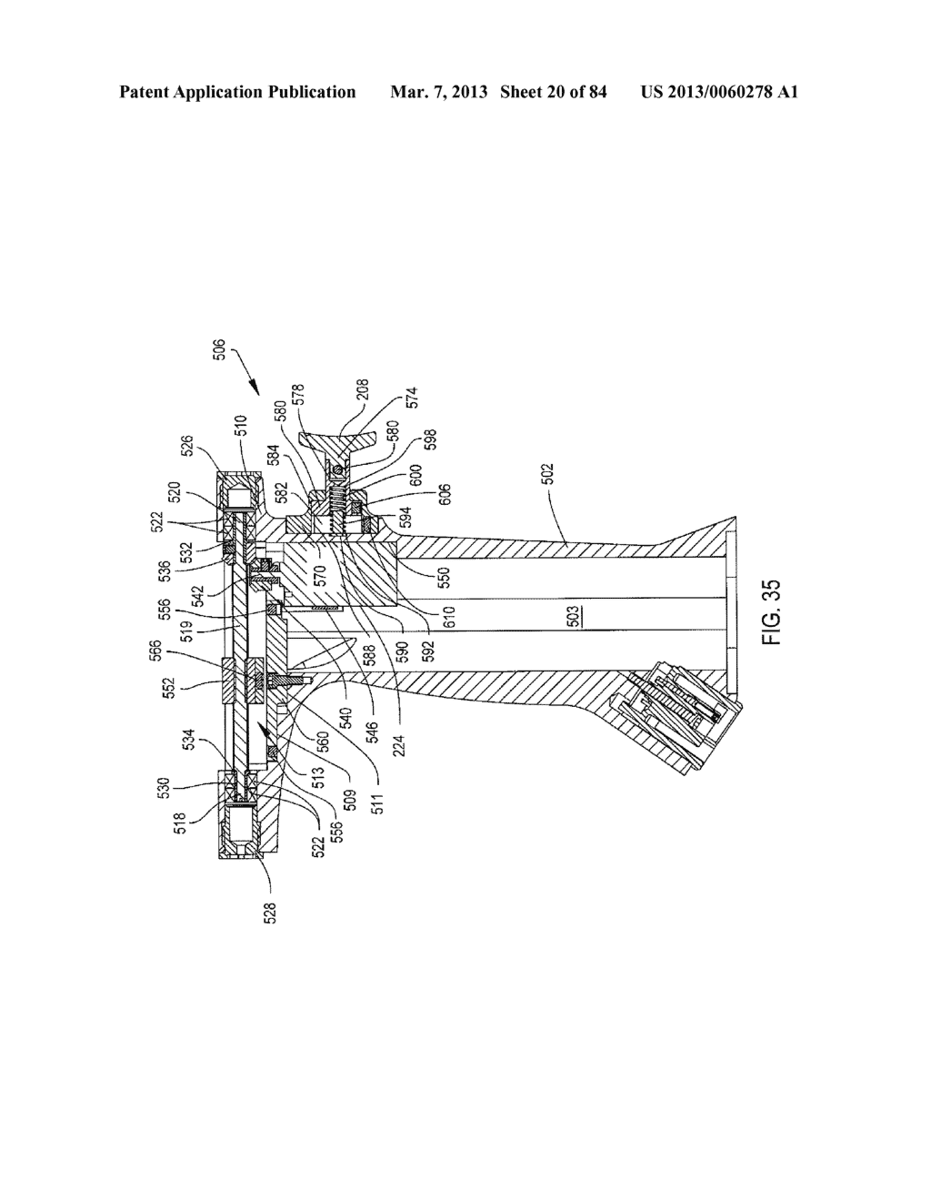 SURGICAL INSTRUMENT INCLUDING HOUSING, A CUTTING ACCESSORY THAT EXTENDS     FROM THE HOUSING AND ACTUATORS THAT ESTABLISH THE POSITION OF THE CUTTING     ACCESSORY RELATIVE TO THE HOUSING - diagram, schematic, and image 21