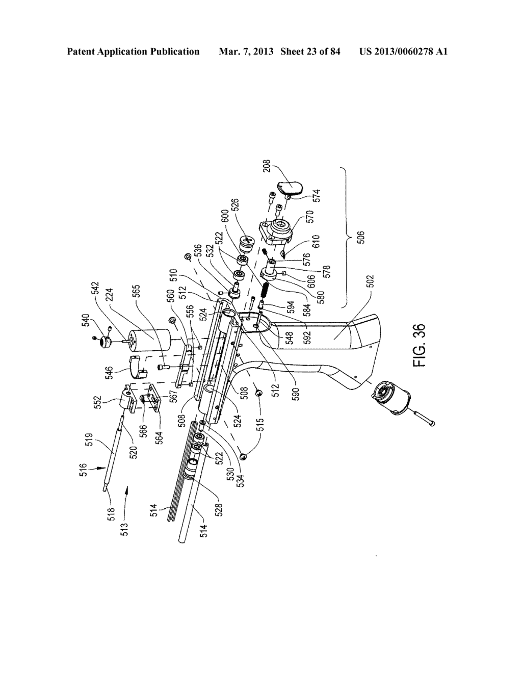 SURGICAL INSTRUMENT INCLUDING HOUSING, A CUTTING ACCESSORY THAT EXTENDS     FROM THE HOUSING AND ACTUATORS THAT ESTABLISH THE POSITION OF THE CUTTING     ACCESSORY RELATIVE TO THE HOUSING - diagram, schematic, and image 24